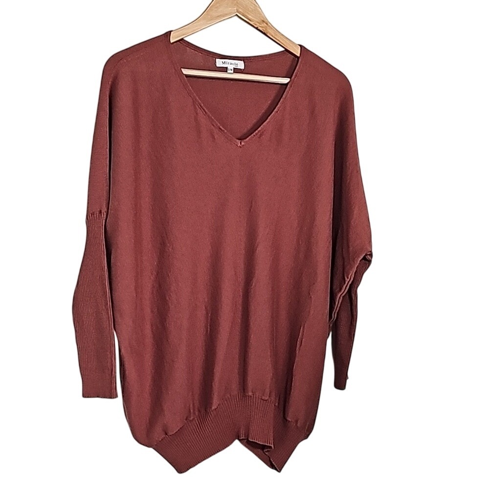 Fall Sweater Orange Miracle Rust Orange Oversized Sweater Size S/M EUC‎